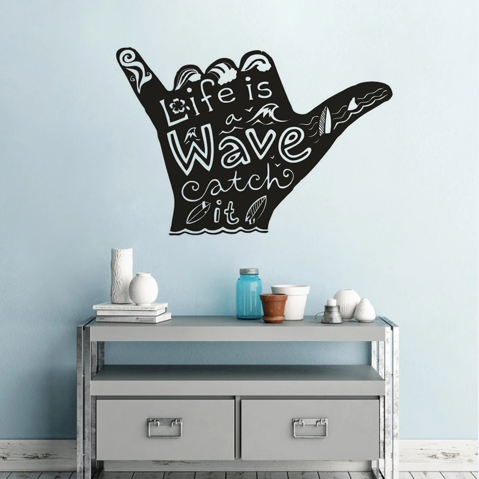 Water Sports Vinyl Wall Sticker Surf Wave Beach Children S Bedroom Vinyl Wall Sticker Surf Wave Beach