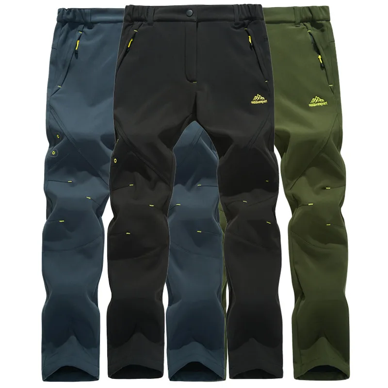 Men Waterproof Outdoor Camping Hiking Pants Windproof Sports Warm Soft Shell Fishing Fleece Trekking Pant Winter Men Trousers spyder men s tarantula shell pant