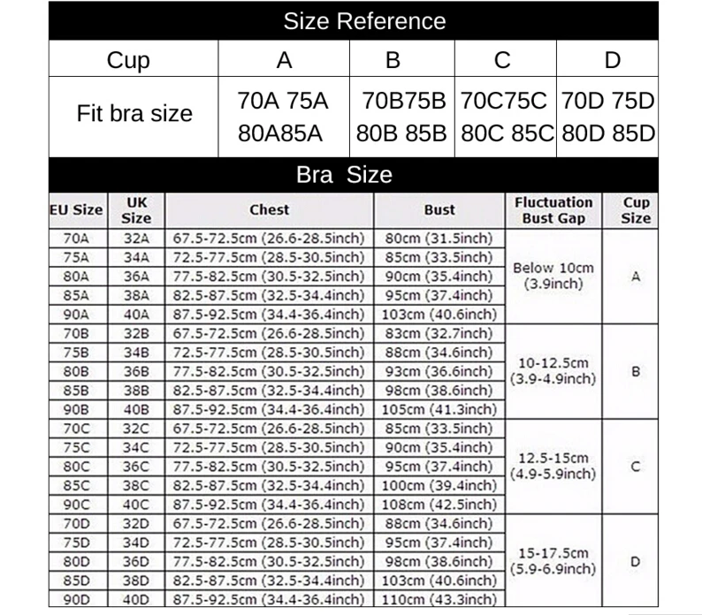 Nubra Size Chart