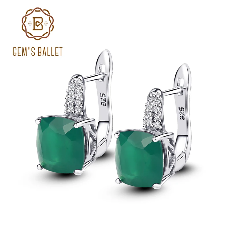 

Gem's Ballet 7.33Ct Natural Green Agate Gemstone Cocktail Stud Ring For Women Wedding 925 Sterling Silver Fine Jewelry