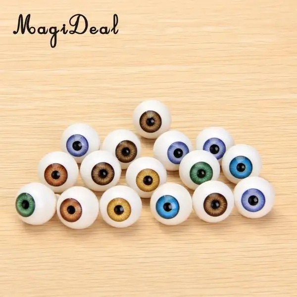 8Pcs/Pack Round Acrylic Doll Eyes Eyeballs for Dolls Plush Animal Toys Halloween Props DIY Craft Accs 16mm