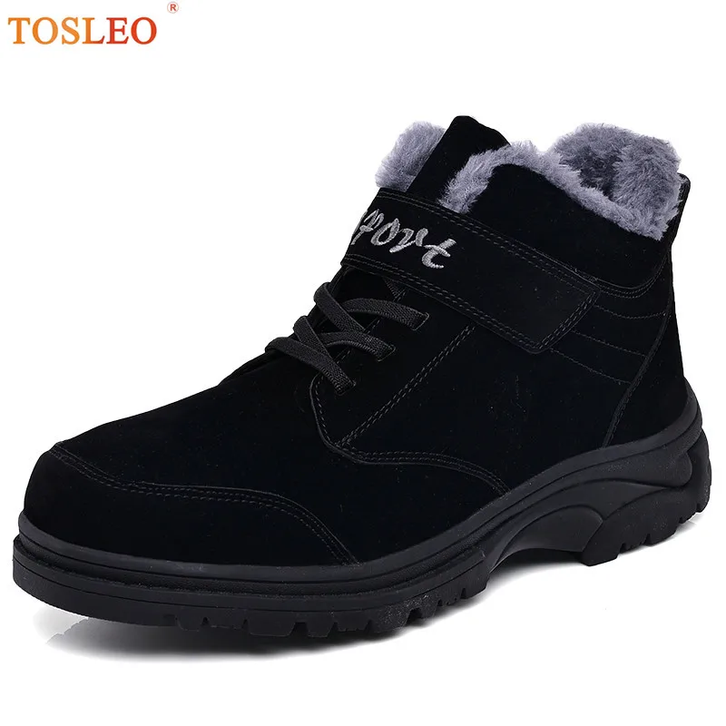 

39-44 Winter Shoes Men 2018 New Rubber Men Boots Plush Warm Anti skidding Winter Boots Men Black Brown