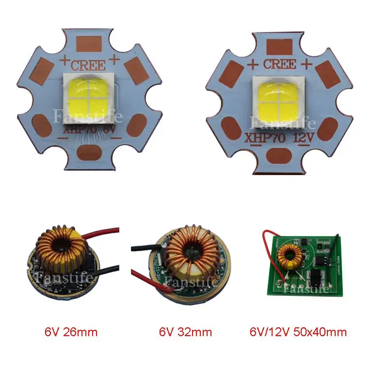 

6V 12V Cree XHP70 XHP70.2 Cool White 6500K 5000K Warm White 3000K LED Emitter on 20mm Thermoelectric separation copper substrate