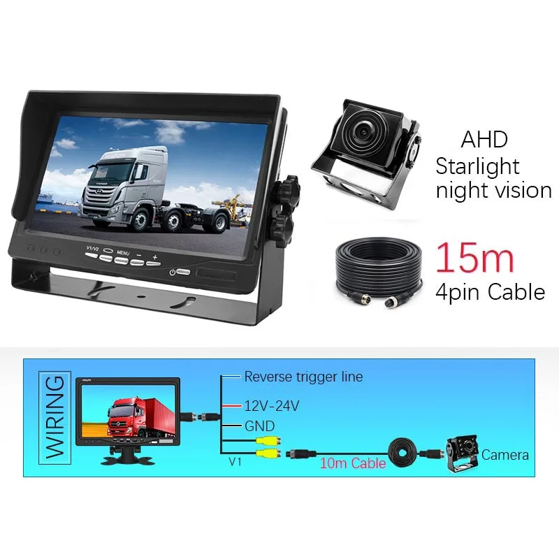 HD 1280*960P " ips экран автомобиля AHD парковочный монитор со звездным светом ночного видения обратный резервный AHD камера для грузовика автобуса - Название цвета: whit 15m cable