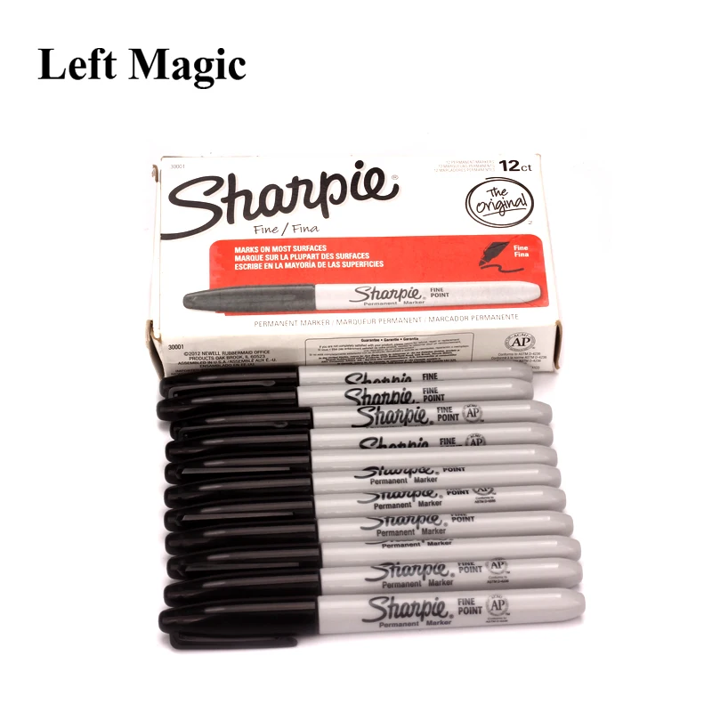 

3 Pcs Sharpie Pen (Normal Pen) Magic Tricks Marker Pen ( Black ) Magician Professional Close-Up Street Magic Accessories