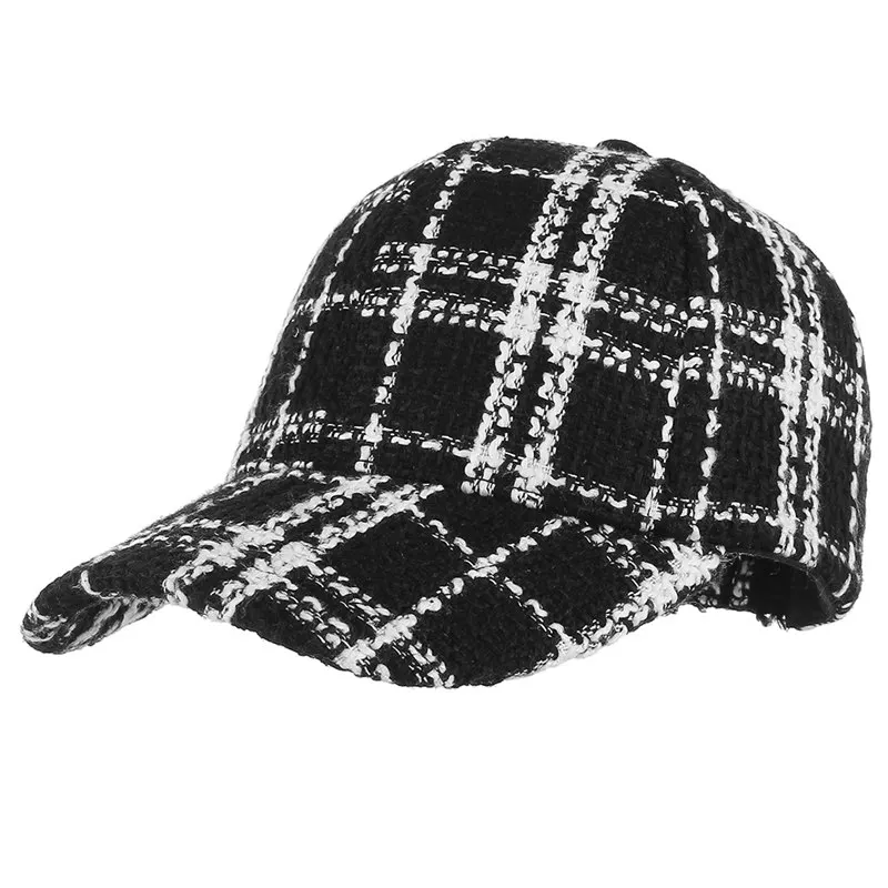 Boys Girls Baseball Cap Classical Plaid Baseball Hat Kids Autumn Winter