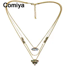 Marcas de boho étnico cáscara de papel de múltiples capas de la vendimia collar de la resina geométrica colgantes perfumes kolye feminino collare joyería