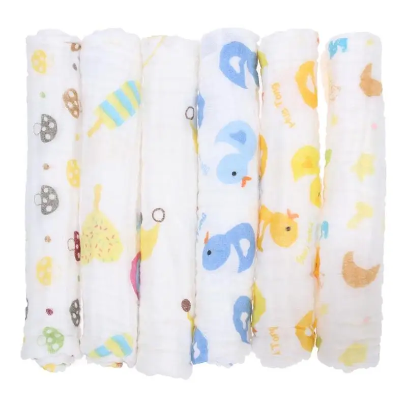 

New Type 6-layer Gauze Towel Handkerchief Baby Print Feeding Towel Bib