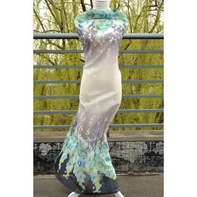 1 метр Китайский ветер градиент позиционирования шифоновая ткань с принтом для ткань для шарфа DIY костюм ханьфу, косплей Tissu - Цвет: 18