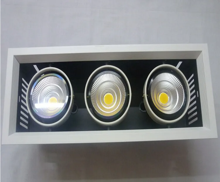 

Free Shipping Super 3X10W Square COB LED ceiling Grille light Warm White/White/Cold White 30W LED Recessed Down lamp AC85-265V