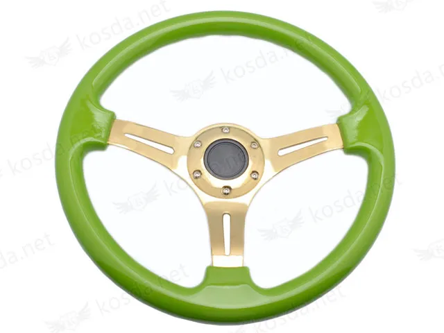 1" дюймовый золотой спиц 350 мм ABS руль гоночный автомобиль глубокий руль автомобиля украшения аксессуары горячие колеса автомобили - Цвет: Зеленый