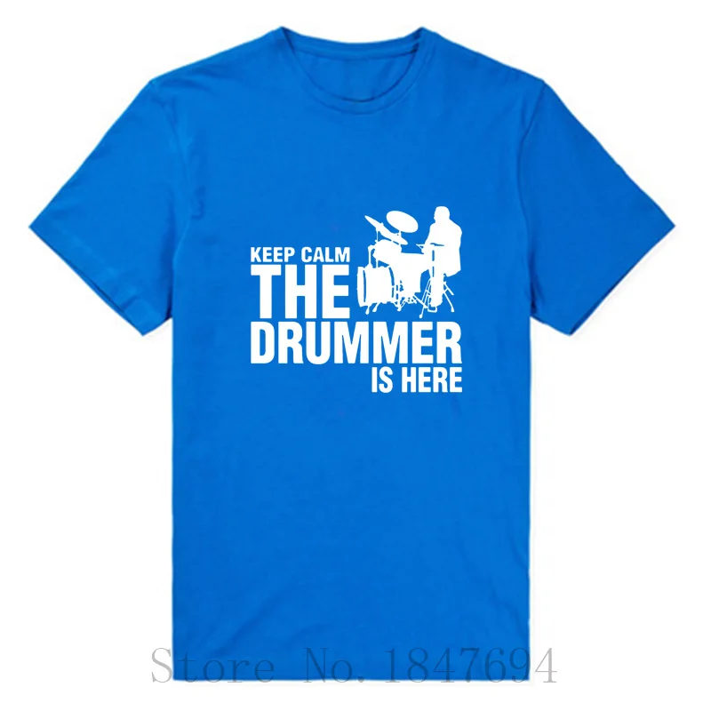 Tanie Lato nowy perkusista i bębny bawełna człowiek koszulki topy koszulki z krótkim rękawem Casual zachowaj spokój perkusista jest tutaj t shirty t shirty