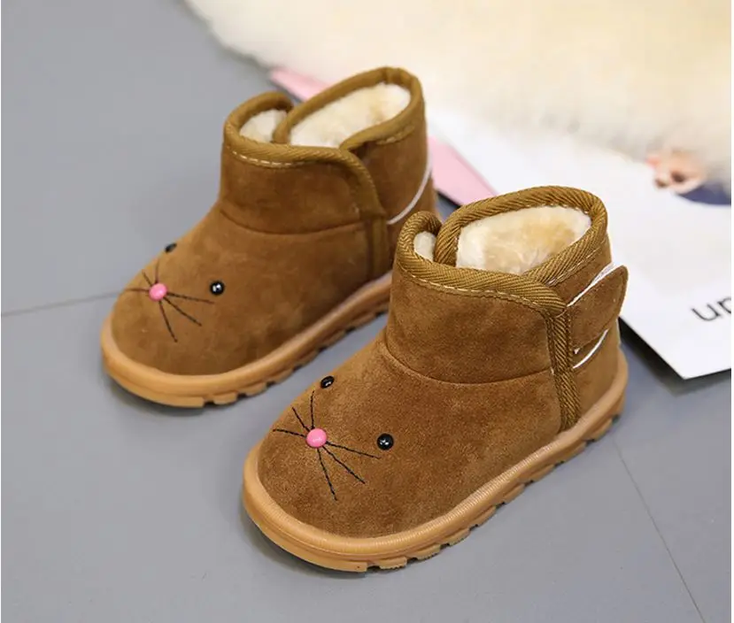 Children's snow boots for girls shoes winter kids baby boys plush warming boots waterproof baby girls cotton velvet short boots