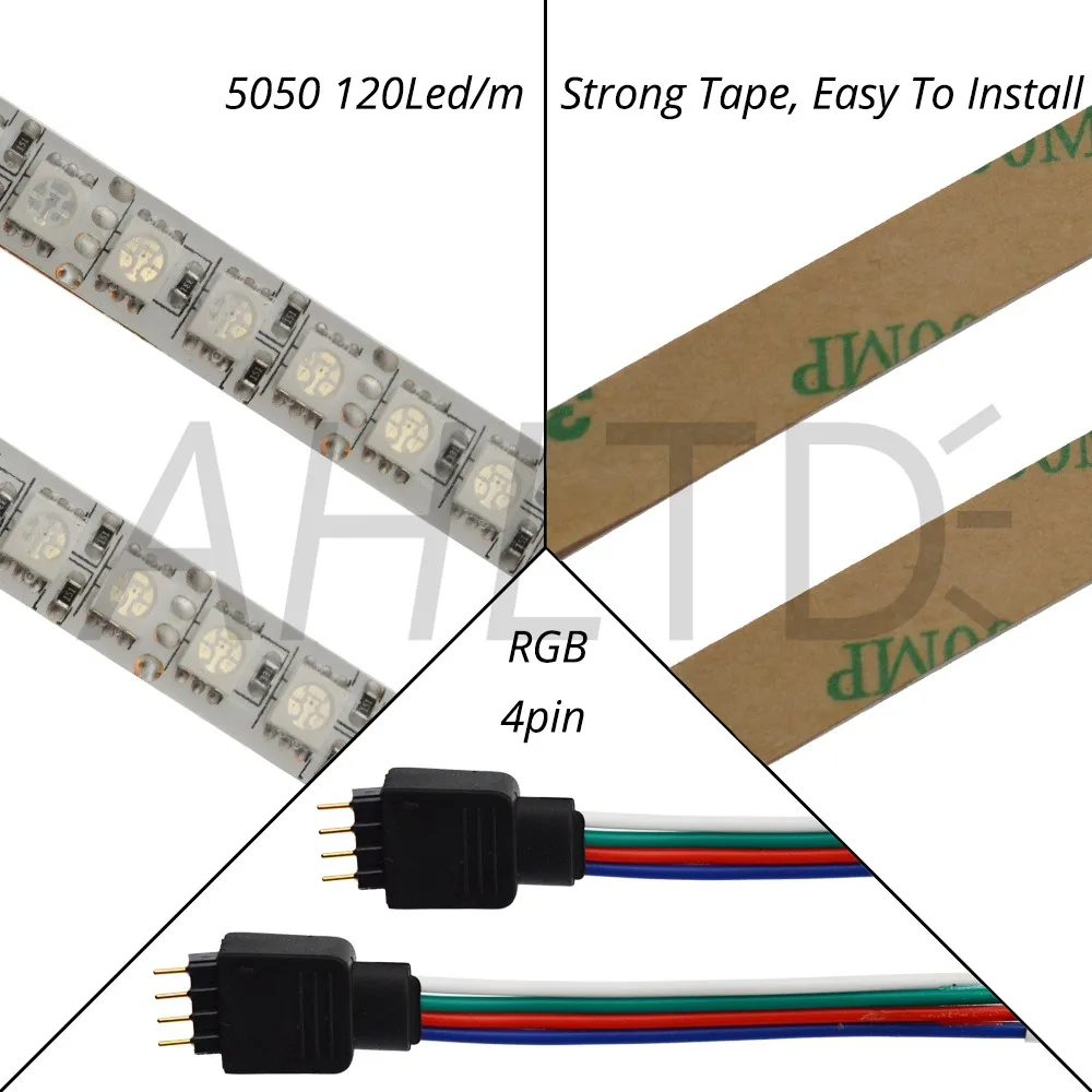 DC 12 В RGB Светодиодная лента 5054 5050 5 м 600 светодиодный Однорядный гибкий светодиодный IP20/IP65/IP67 ленточный светильник 120 светодиодный/m светильник ing светильник RGB