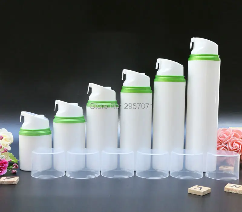 

80ml 100ml Airless Pump Vacuum Bottle Green Edge Makeup Lotion Serum Liquid Foundation Empty Cosmetic Containers 10pcs/lot
