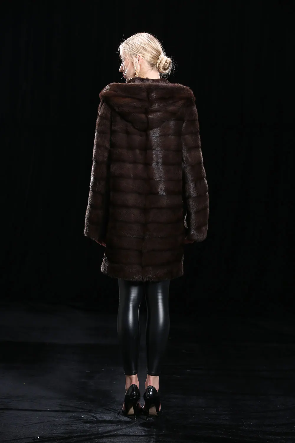 XINYUXIANG Съемный натуральный норковый мех пальто куртки женские зимние черные толстые теплые длинные с капюшоном натуральный мех норки пальто женские