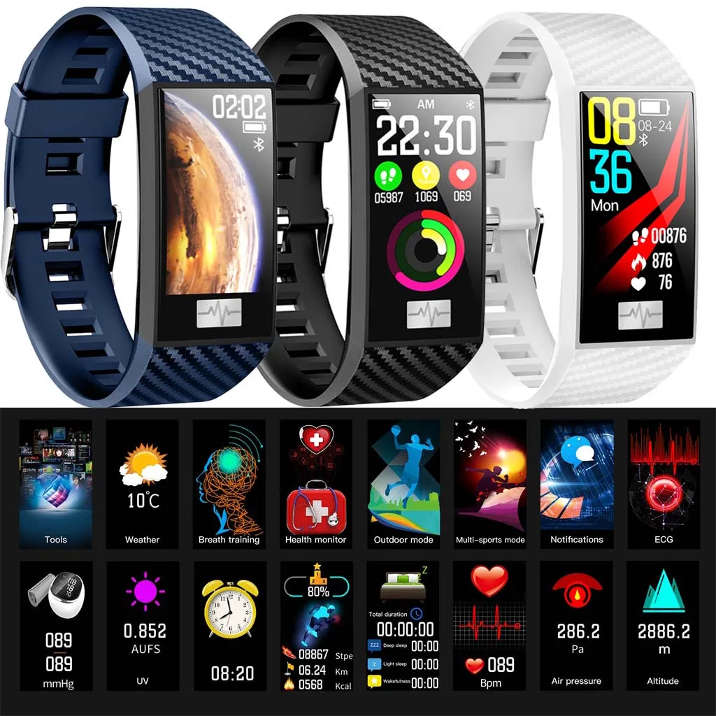 

DT58 Bluetooth ECG Heart Rate Blood pressure Monitor Sport Smart Watch Pedometer smart fitness bracelet tracker smart band watch