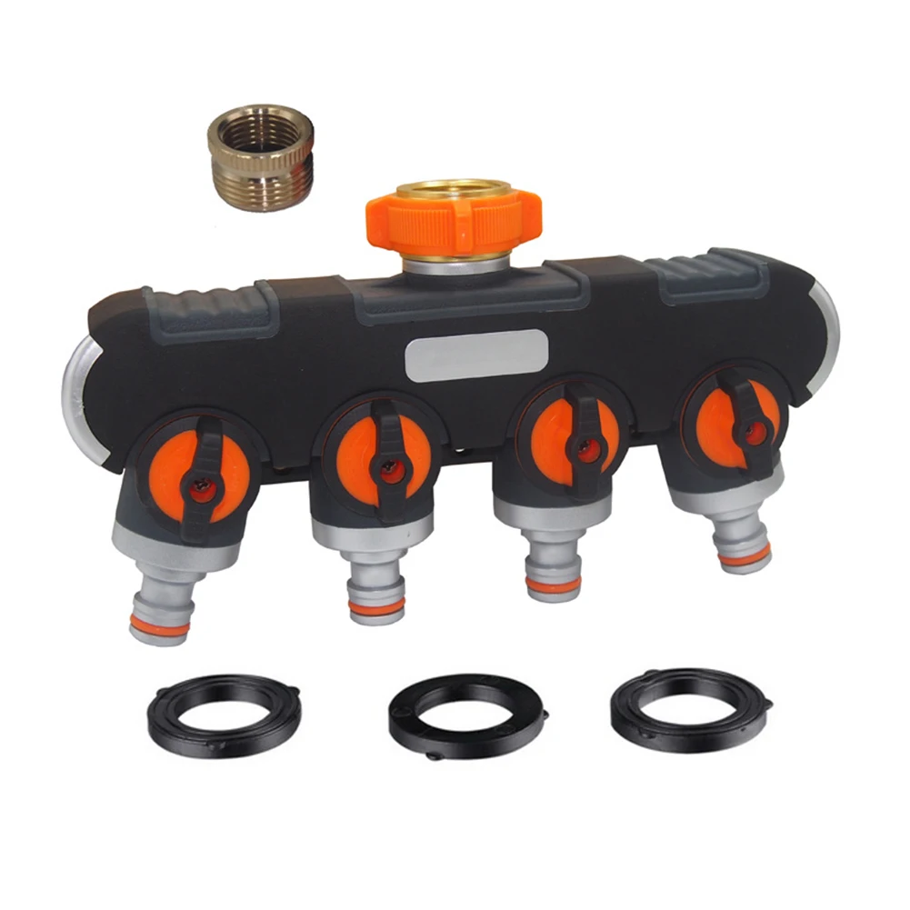 

4 Way Shut Off With Tap Reusable Regulator Easy Install Multiple Lockable Flow Universal Water Distributor Garden Watering Hose