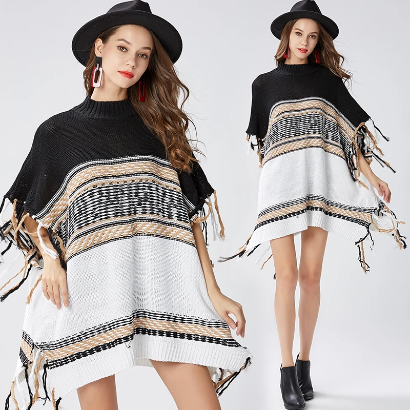 

MUMUZI Female winter sweater loose turtleneck sweater 2018 irregular Korean female backing sweater coat thick fringed sweaters