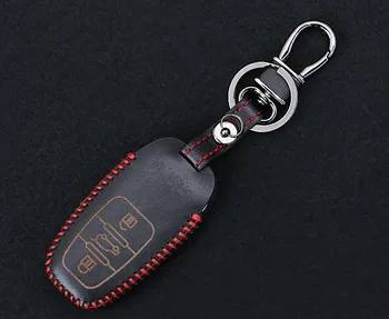 

Leather Car One-button Start Smart Key Remote Keychain Ring Holder Cover Shell Case Bag 3 Button For Audi A4L A5 A7 A8L Q5 S6 S7