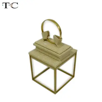 

Free Shipping Jewelry Display Stainless Steel Linen Jewelry Tray 9*9*15cm Beige Bracelet Display Bangle Organizer Showcase