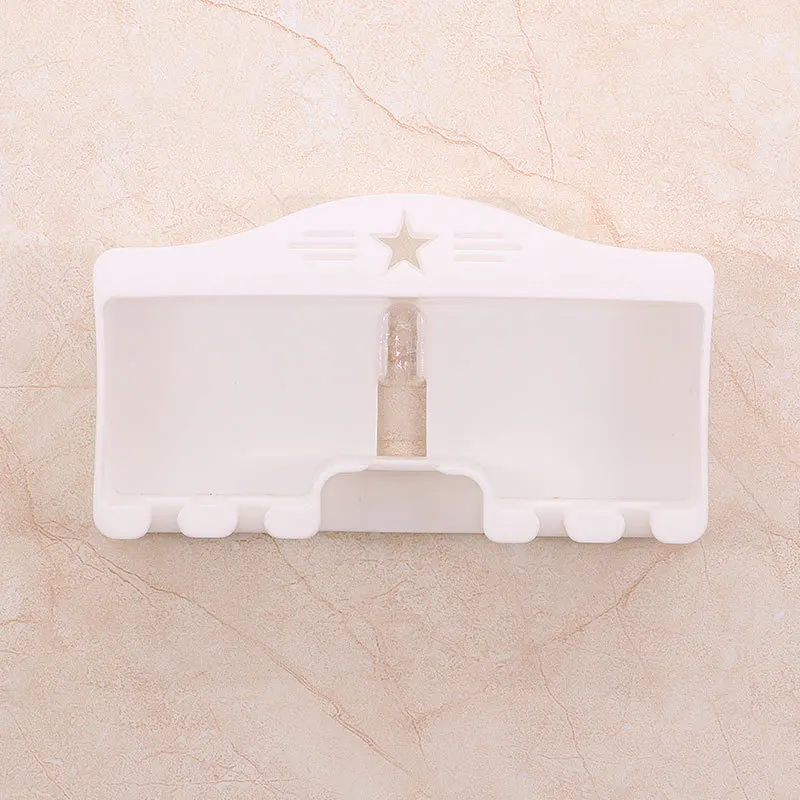 BAISPO творческий настенный стеллаж для хранения без ногтей держатель для зубной щетки Набор multi-function держатель для зубной пасты и щетки - Цвет: white