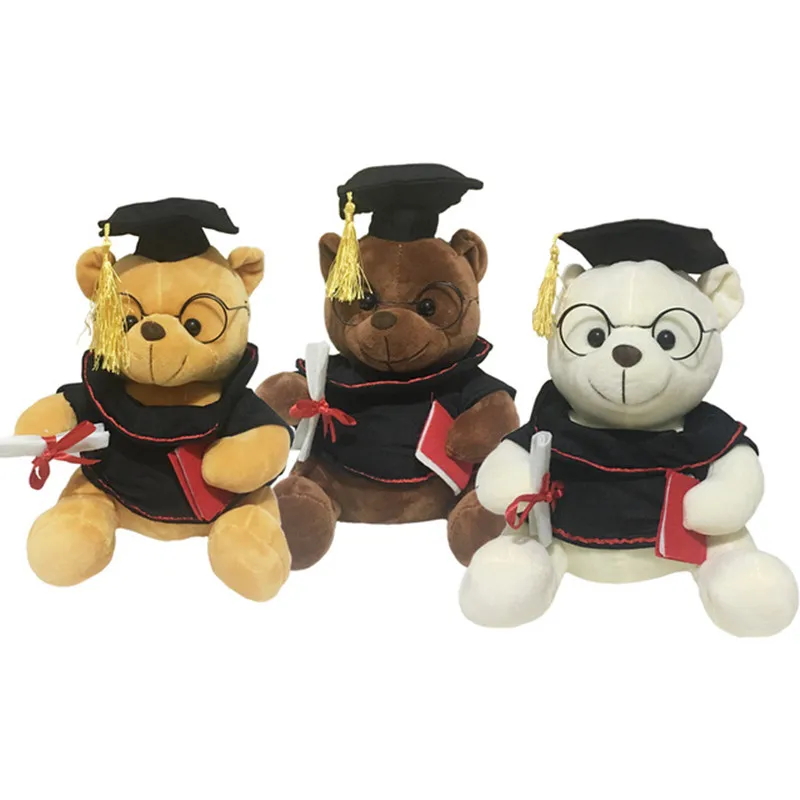 

1pc 18cm Dr.Bear plush toy stuffed soft cute Teddy bear animal dolls Graduation bear for kids children birthday gift
