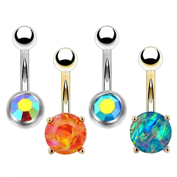 

BODY PUNK 4PCS 14G Belly Piercing Set Button Rings Stainless Steel No Dangle Navel Piercing Gold Jewelry Ombligo Women