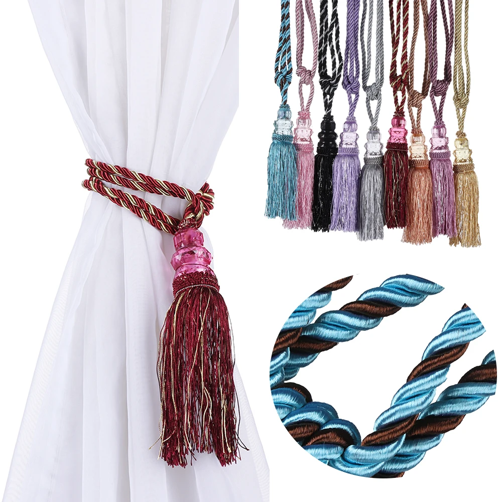 1 Pair High Imitation Crystal Ball Beaded Tassel Tiebacks Holdback Home