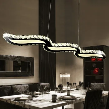 

Modern Crystal Pendant Light Long Wave Crystal Pendant Lamp LED Hanging Lighting Fixture For Dining room Kitchen Island