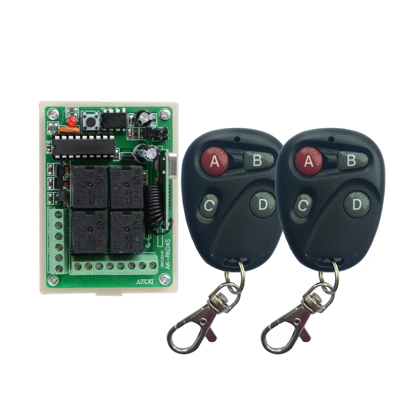 

Wireless Transmitte Receiver DC 12V 10A 4CH RF Wireless Remote Control Radio Controller/Switch 315Mhz 433.92Mhz