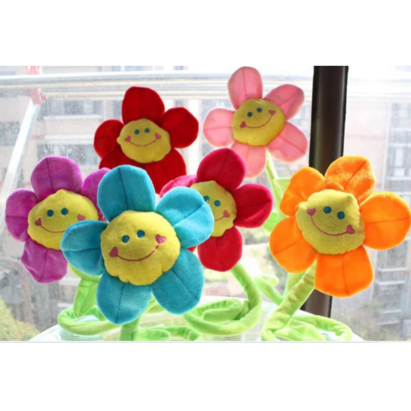Розничная плюшевые игрушечные растения зажим для занавески Подсолнух Плюшевые игрушки в случайном цвете детский подарок на день рождения 35 см