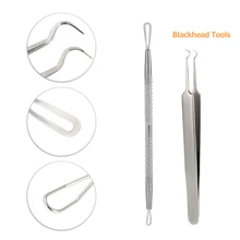 2 шт. набор для удаления угрей из Нержавеющей Стали Изогнутый акне клип пинцет для лица Прыщи комедоны пятнистый экстрактор очищающее средство для лица