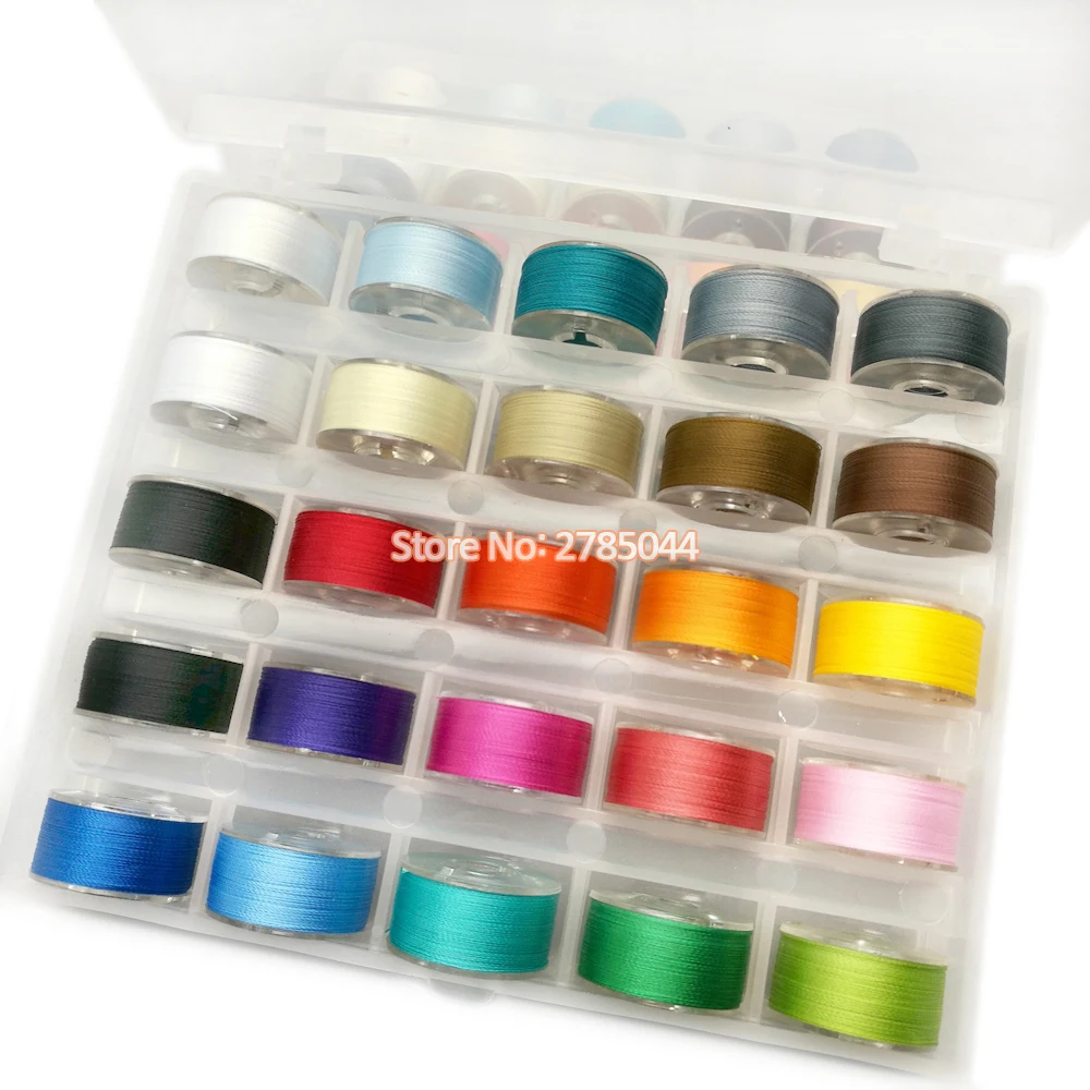 

Sanbest 25 Assorted Colors Size A Prewound Bobbin Thread Plastic Organizer Box Home Embroidery Thread Machine Wholesale TH00006