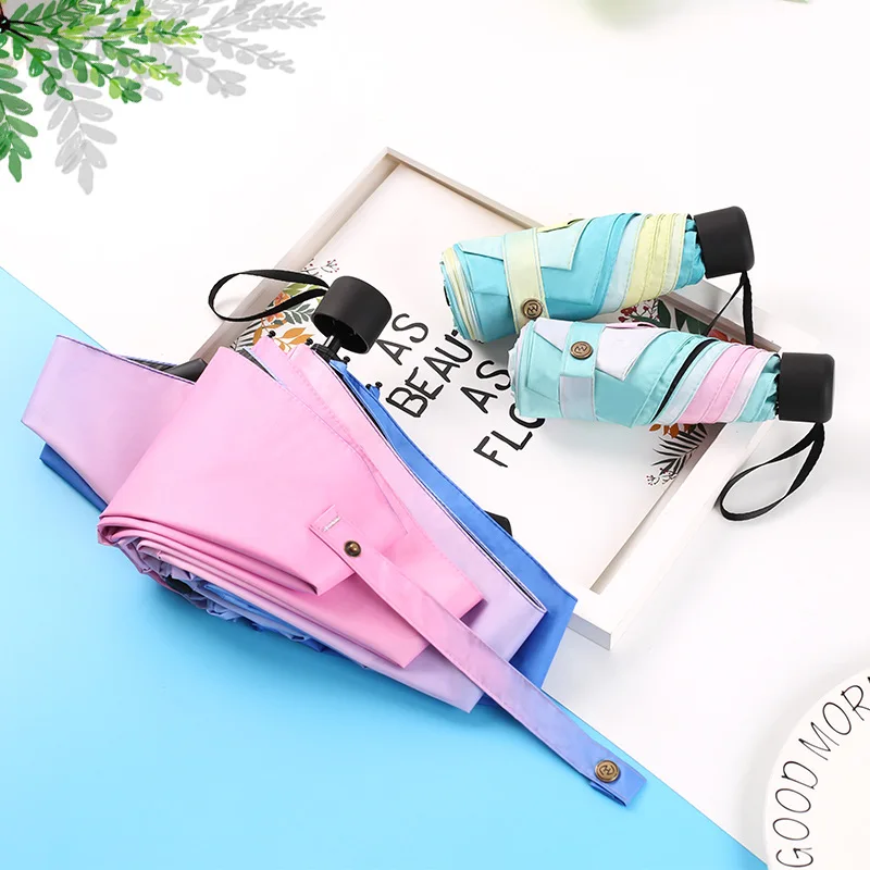 YADA Pocket Mini Seaweed Umbrellas Folding Male Gradient Colorful Umbrella Rain For Womens UV Windproof Foldable Umbrella YS662