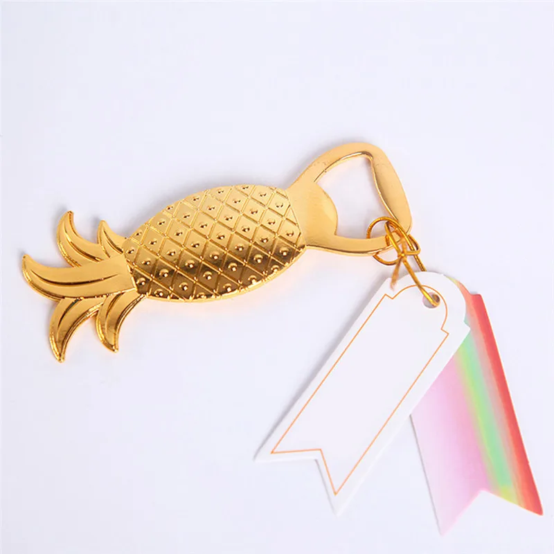 

Beer Wine Bottle Openers Personalized Kitchen Tool Pineapple Bottle Opener Gold Color Wedding Birthday Favor Zinc Alloy