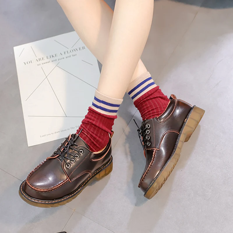 

SAILING LU Women Shoes Faux Fur Oxfords Spring 2019 Solid Shallow Lace-Up Platform Flat Round Toe Lady Leisure Creeper XWD7266