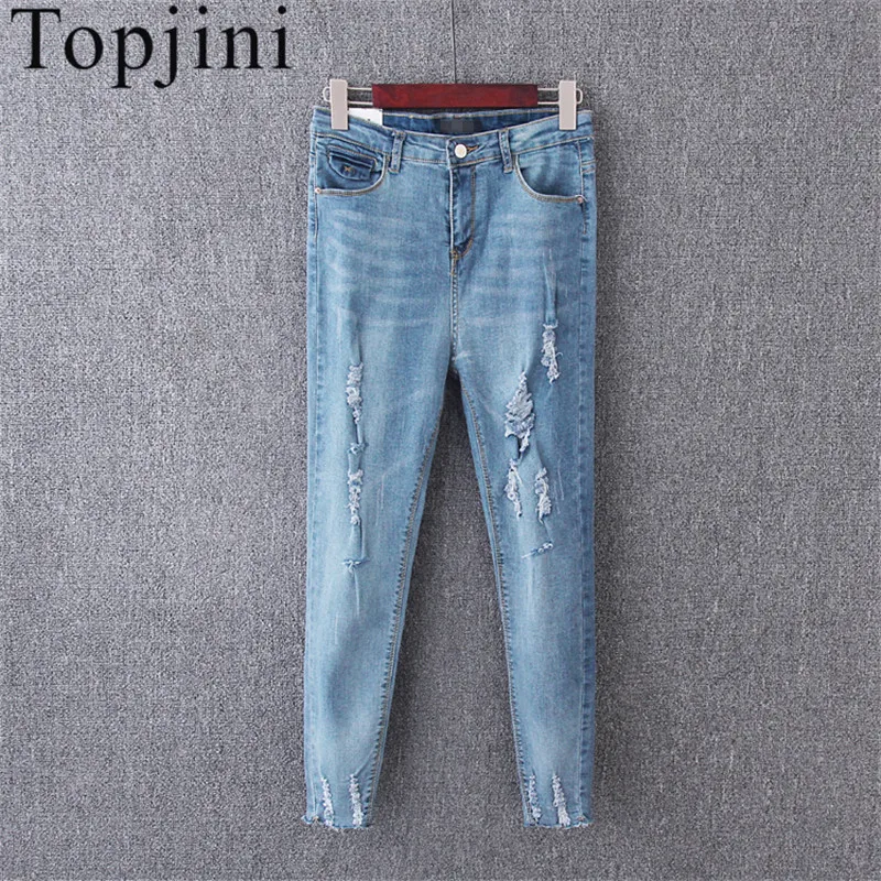 Мода Новый Denim Молния Fly Отверстие Женщины Пят Джинсы Твердые Середина Плоским XL