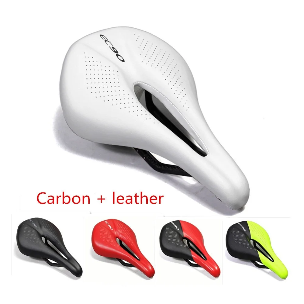 EC90 Carbon+Leather Bicycle Seat Saddle MTB Road Bike Saddles Mountain Racing PU Breathable Soft Cushion | Спорт и развлечения