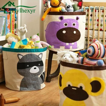 

New High Quality Cartoon Laundry Basket For CHildren Room Decoration Tree Bear Hedgehog Toy Cleared Can Stand Canvas Storage Bag