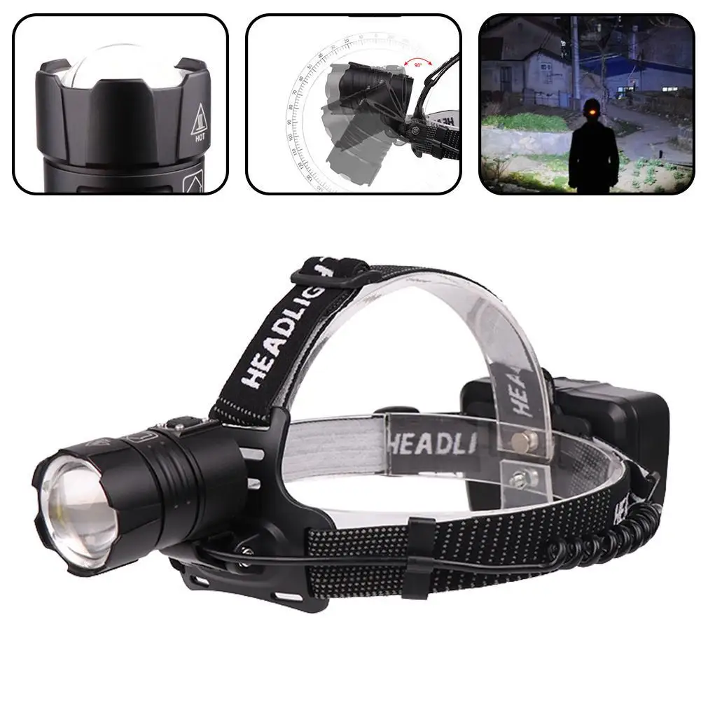 

New Zoomable 3 Modes LED Headlamp With Rechargeable Batteries USB Rechargeable Headlight For Outdoor Activities