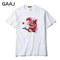 GAAJ Men T Shirt 100% Cotton  Chinese Japanese style Ukiyo-e Funny TShirts Print Letter For Mens White Top Tees Plus Size 3XL