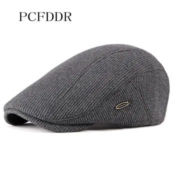 

PCFDDR New Fashion Men's Newsboy Caps Knitting Plus Velvet Beret Hats for Men Autumn Winter Flat Dad Hat.