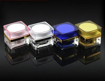 

5g Blue/Yellow/Pink/White Square Acrylic Cream Jar/Pot Bottle Art Nail/Eye Cream/Sample Test Box Cosmetic Packaging 100pcs/lot
