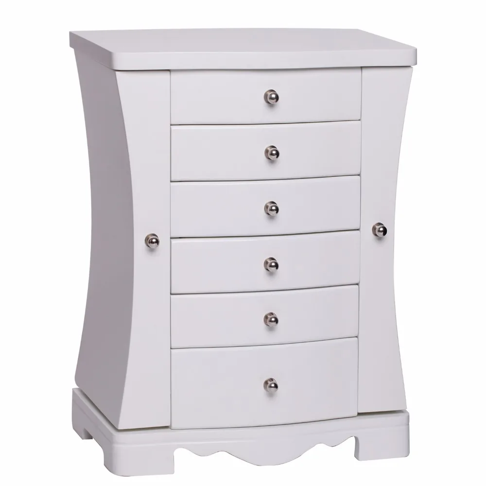 ROWLING Luxury White Wood Jewelry Box Vintage 5 Drawers