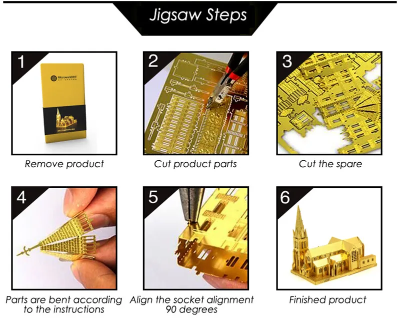 MICROWORLD Кёльнский кафедральный 3D металлический пазл 5 частей Металл золото серебро взрослый ребенок образование коллекция игрушек