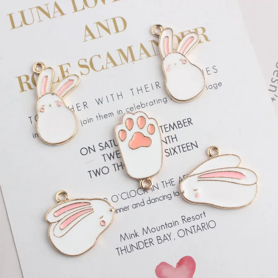 

10pcs New Drop Alloy Kwaii Flatback Small Bunny Pendant Rabbit Carrot Charms, DIY Accessories Manufacturer Enamel Metal Dangle