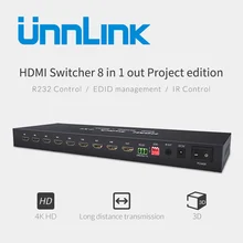 Unnlink HDMI Switch 8X1 HDMI v1.4 UHD 4K*2K@30Hz 8 In 1 Out RS232 IR Remote Control for smart 4k tv box computer monitor ps4