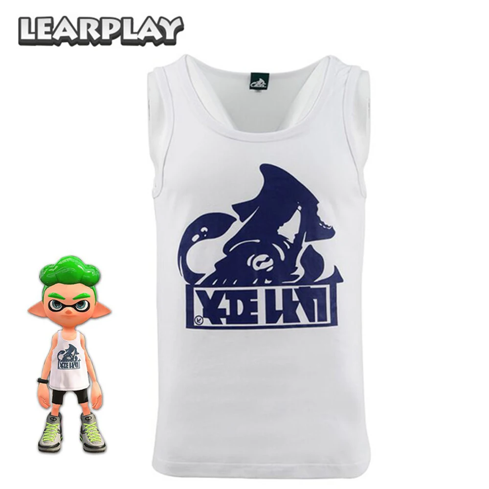 Белая футболка для косплея аниме Splatfest без рукавов базовая летний костюм детей
