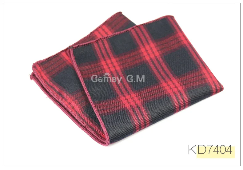 High Quality Cotton Mens Pocket Square Adult Plaid Hankerchief Scarves Vintage Hankies Men's Hanky Square Handkerchiefs - Цвет: KD7404